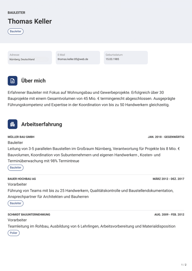 Feature Image So sieht ein erfolgreicher Bauleiter-Lebenslauf aus